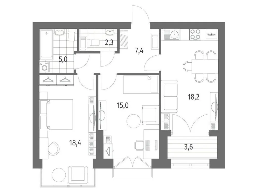 Продается 2-комнатная квартира, 68,1 м² - Фото 1