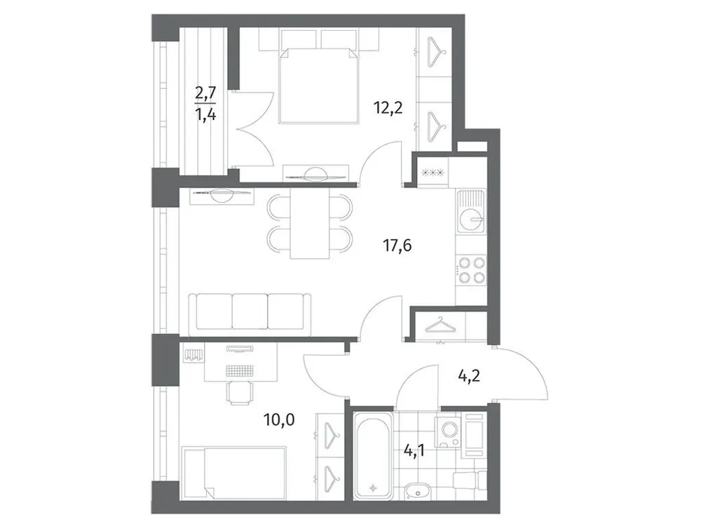 Продается 2-комнатная квартира, 49,4 м² - Фото 1