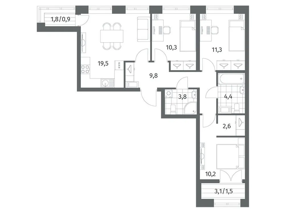 Продается 3-комнатная квартира, 74,3 м² - Фото 1
