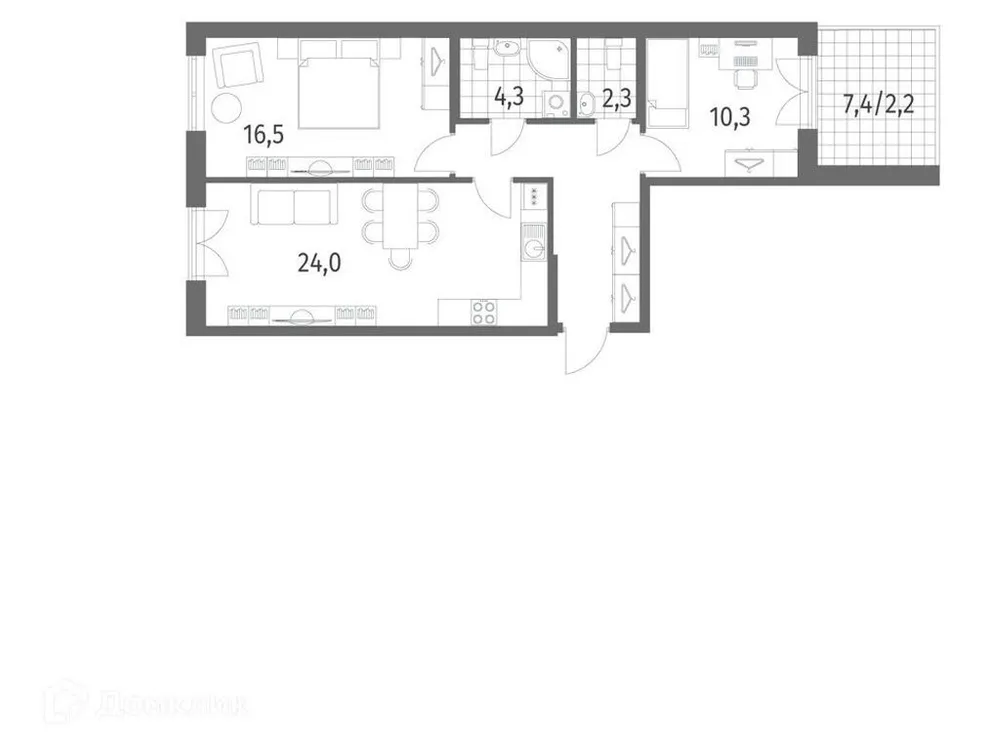 Продается 2-комнатная квартира, 70,4 м² - Фото 1