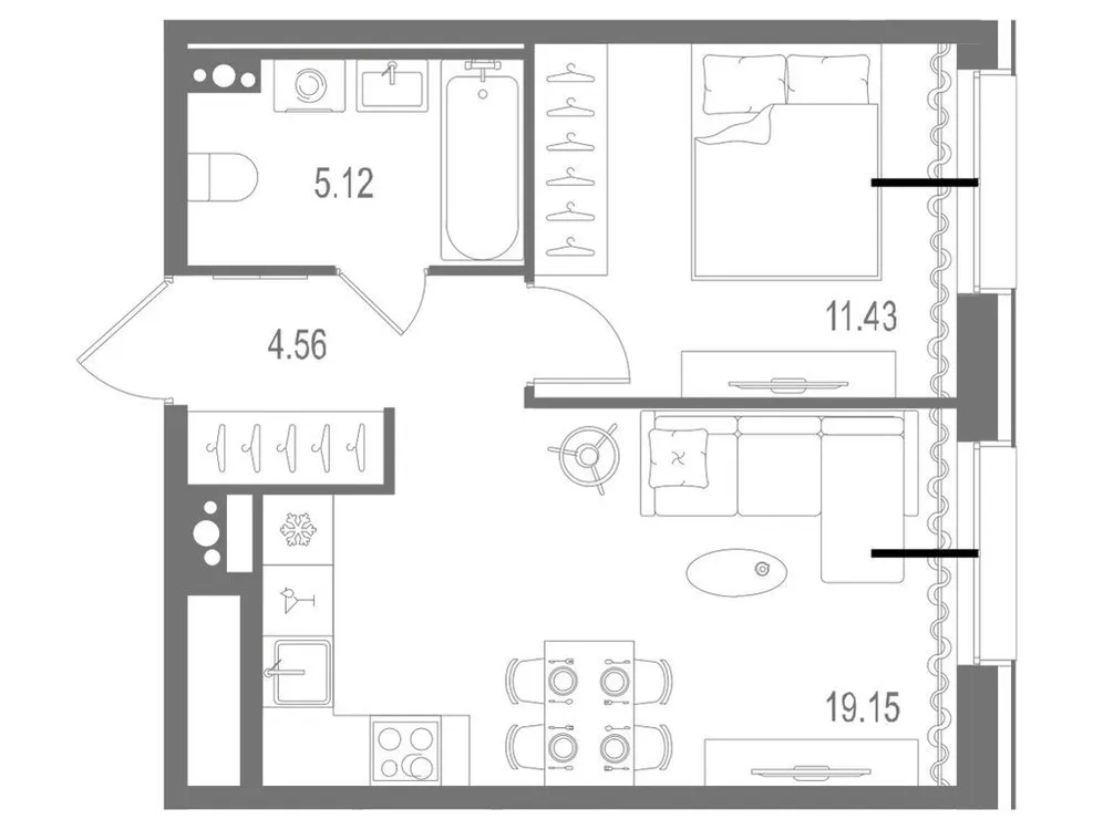 Продается 1-комнатная квартира, 40,3 м² - Фото 1