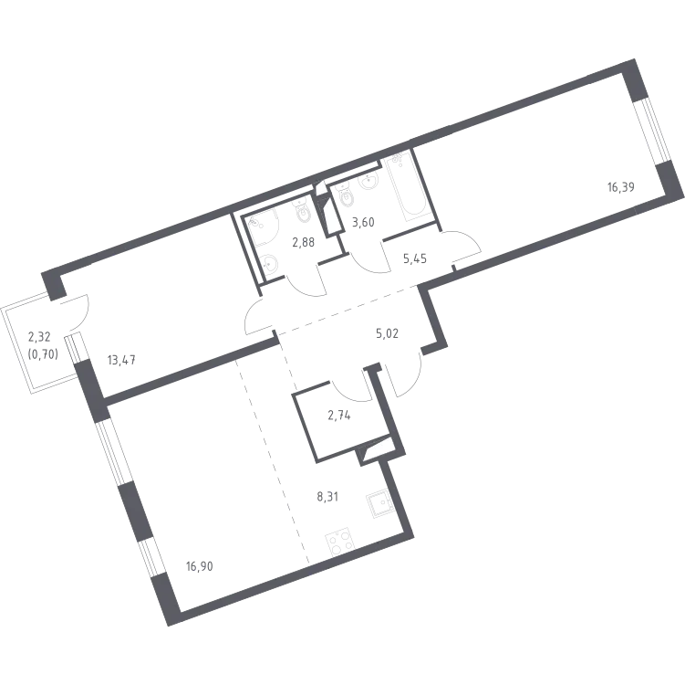 Продается 2-комнатная квартира, 75 м² - Фото 1