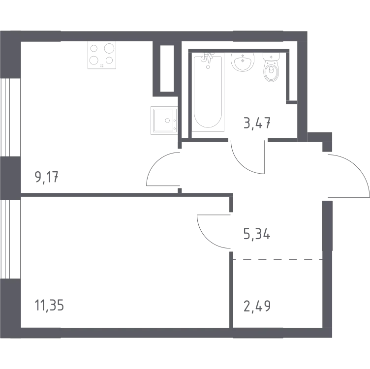Продается 1-комнатная квартира, 31,8 м² - Фото 1