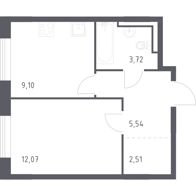 Продается 1-комнатная квартира, 32,9 м² - Фото 1