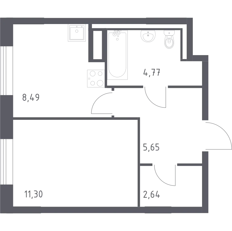 Продается 1-комнатная квартира, 32,9 м² - Фото 1