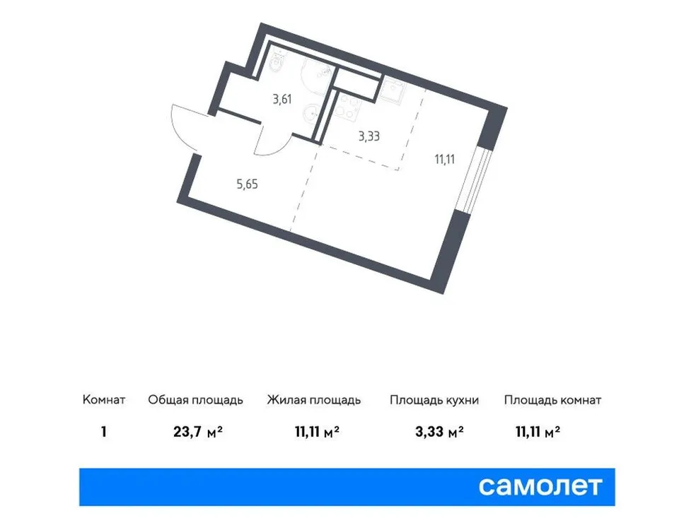 Продается студия, 23,7 м² - Фото 1