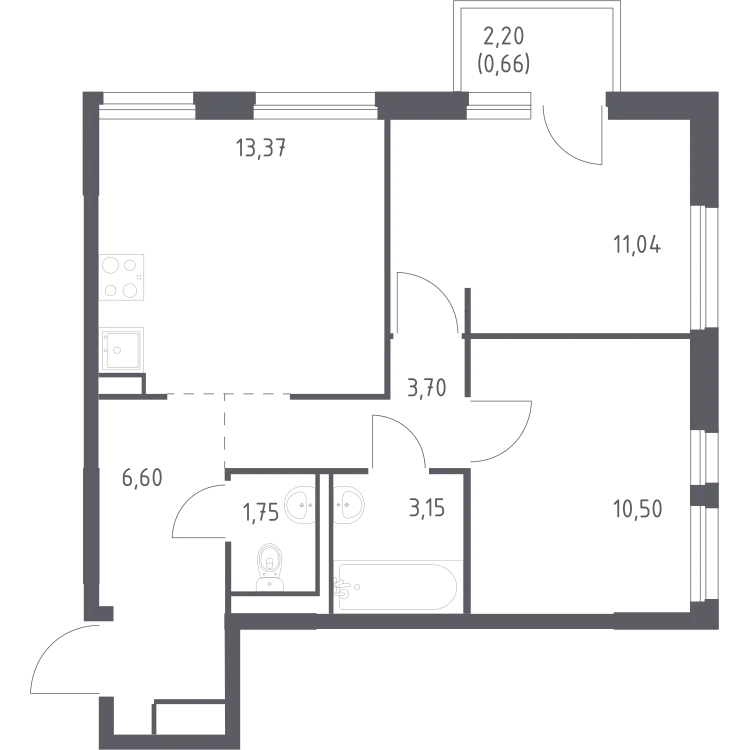 Продается 2-комнатная квартира, 50,8 м² - Фото 1