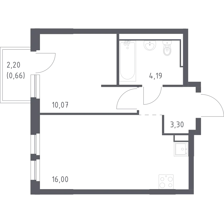 Продается 1-комнатная квартира, 34,2 м² - Фото 1