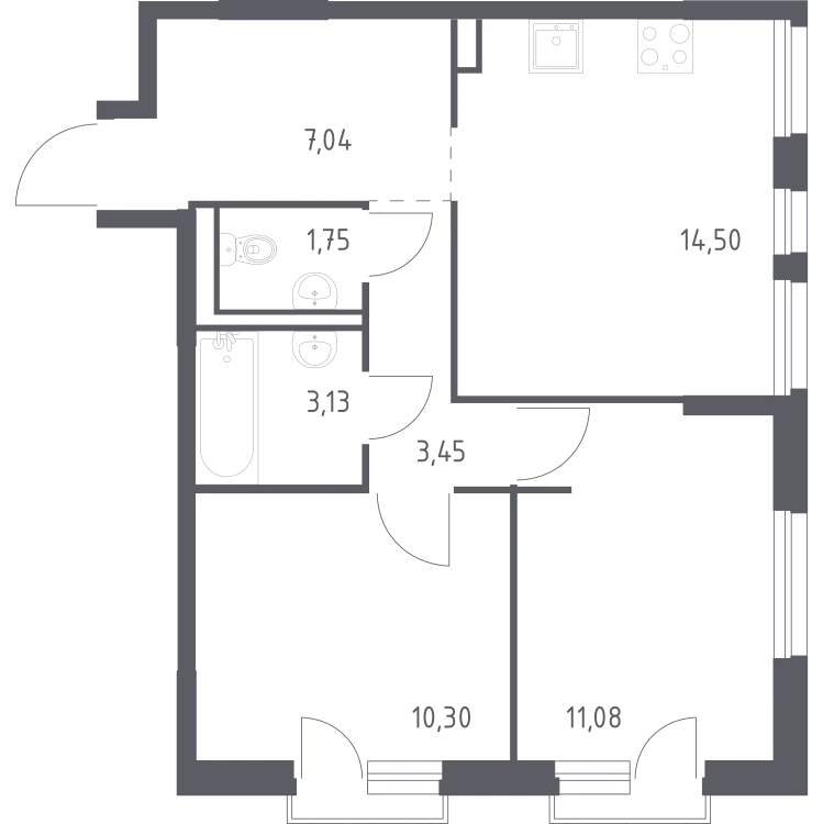 Продается 2-комнатная квартира, 51,3 м² - Фото 1
