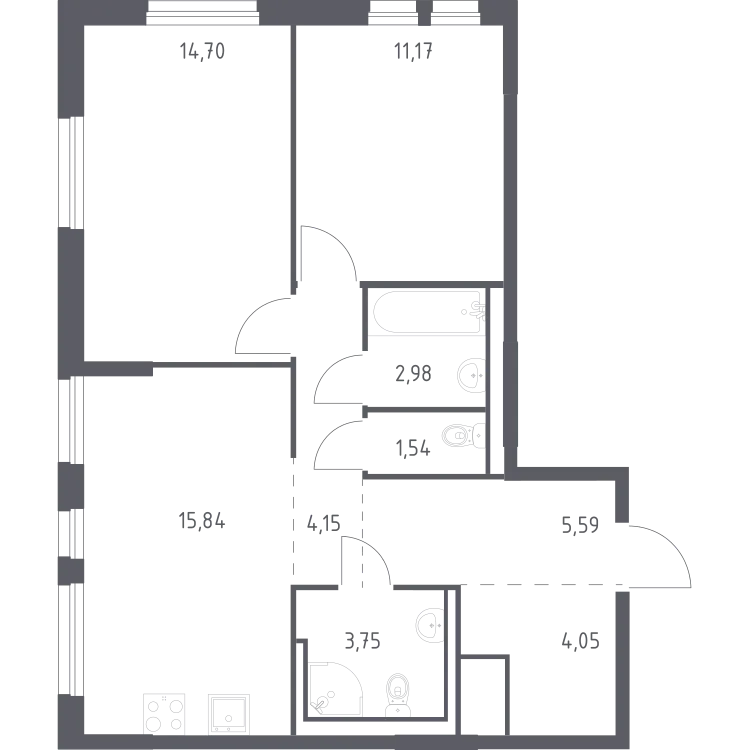 Продается 2-комнатная квартира, 63,8 м² - Фото 1