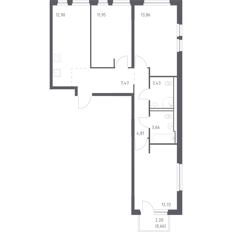 Продается 3-комнатная квартира, 72,5 м² - Фото 2