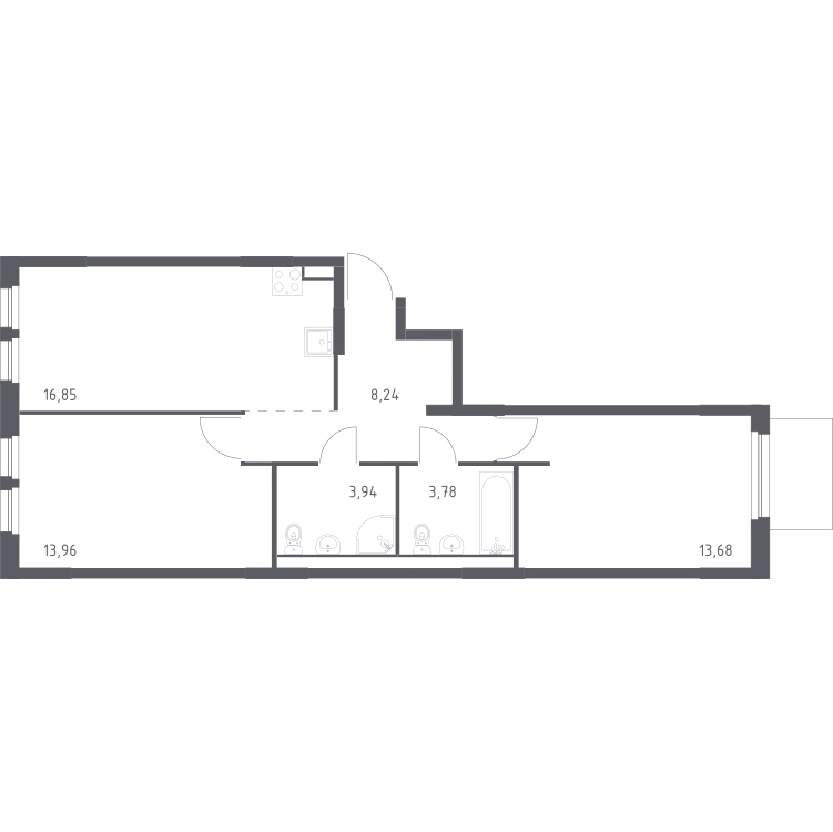 Продается 2-комнатная квартира, 60,5 м² - Фото 1