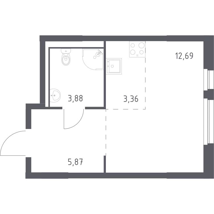 Продается студия, 25,8 м² - Фото 1