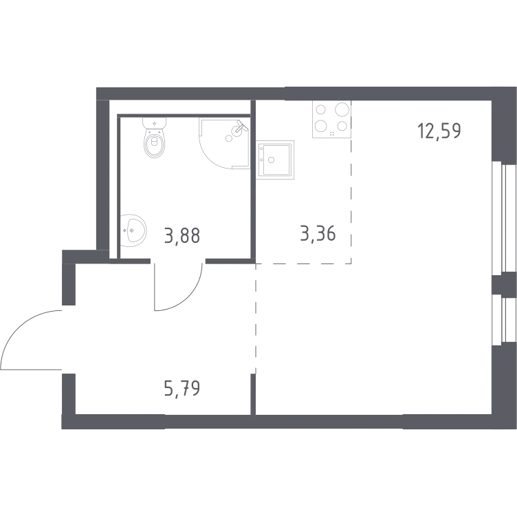 Продается студия, 25,6 м² - Фото 2