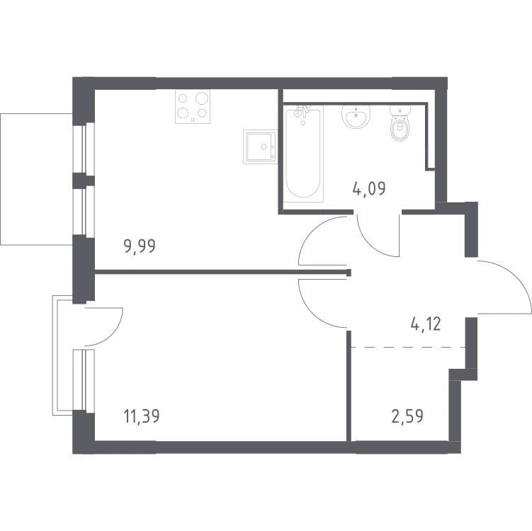 Продается 1-комнатная квартира, 32,2 м² - Фото 1