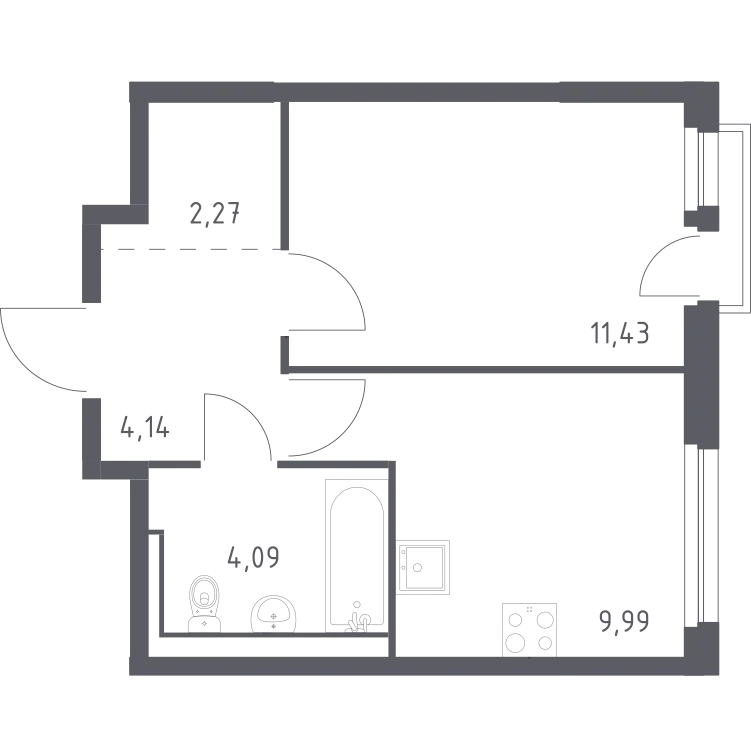 Продается 1-комнатная квартира, 31,9 м² - Фото 1