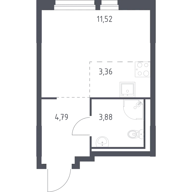 Продается студия, 23,6 м² - Фото 1