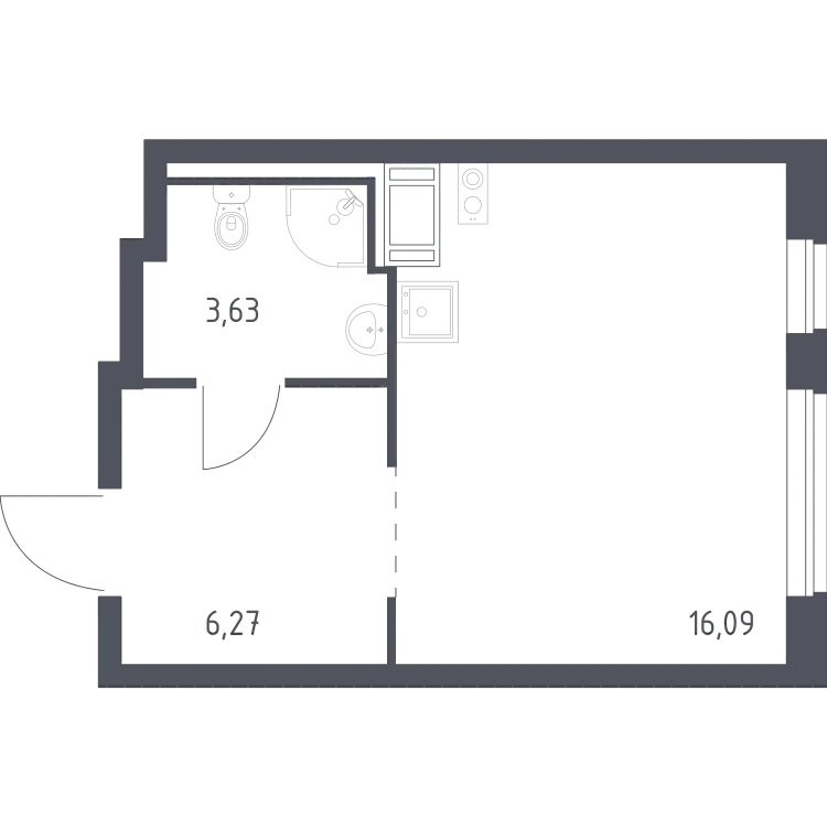 Продается студия, 26 м² - Фото 1