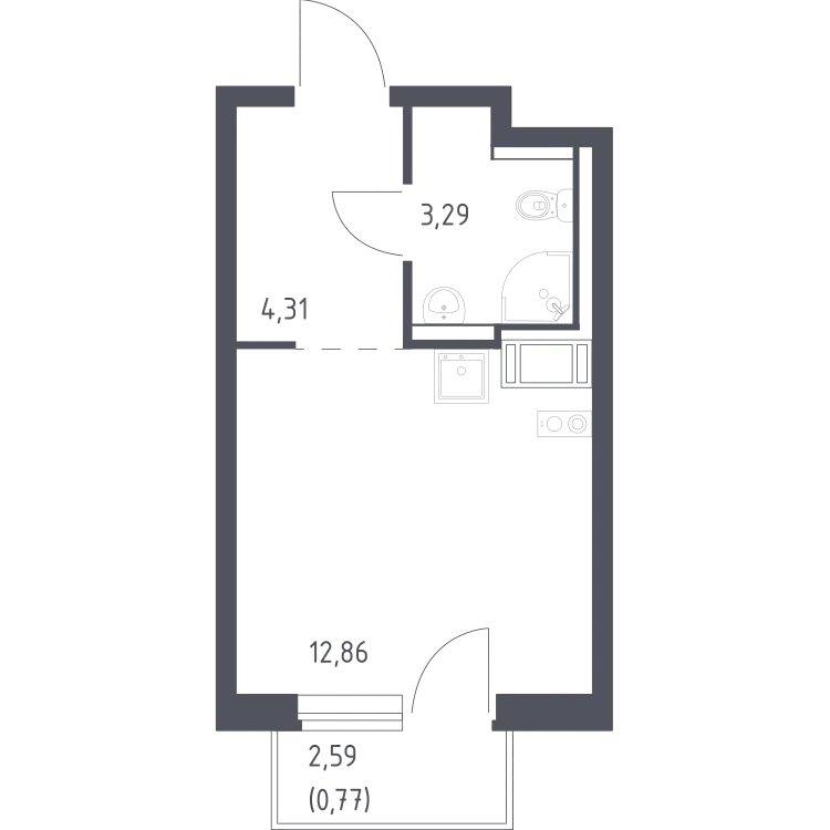 Продается студия, 21,2 м² - Фото 1