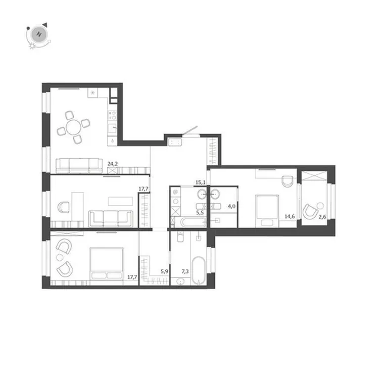 Продается 3-комнатная квартира, 114,6 м² - Фото 1
