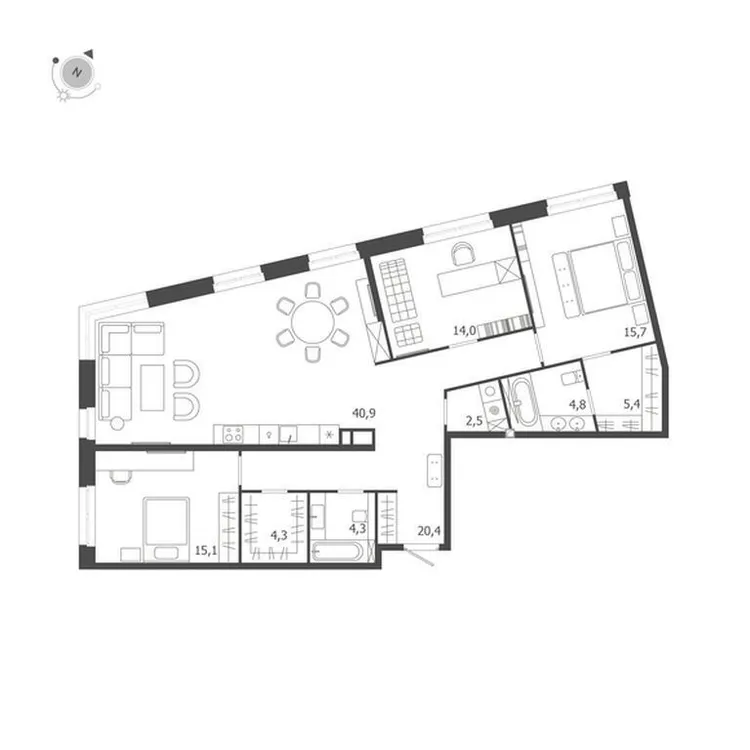 Продается 3-комнатная квартира, 127,4 м² - Фото 1