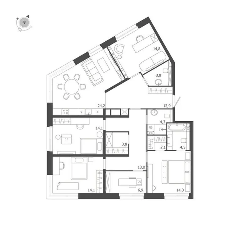 Продается 4-комнатная квартира, 132,5 м² - Фото 1