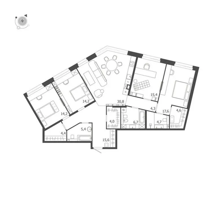 Продается 4-комнатная квартира, 141,9 м² - Фото 1