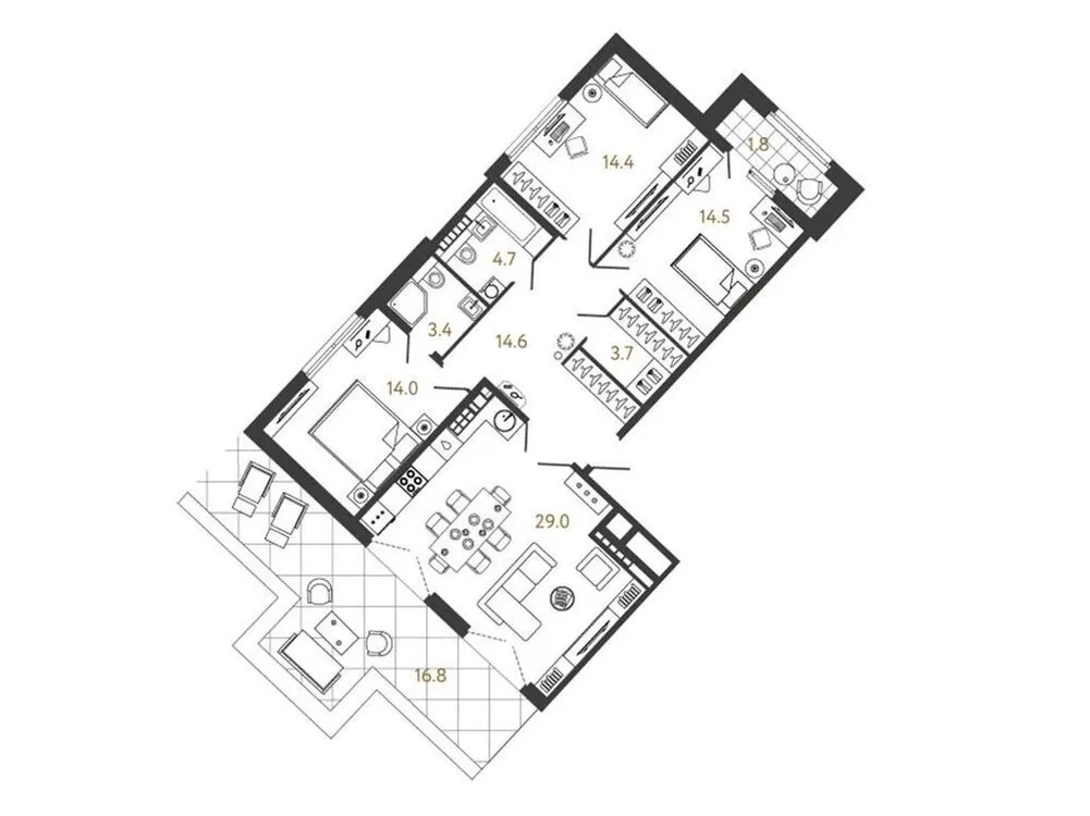 Продается 3-комнатная квартира, 97,9 м² - Фото 1