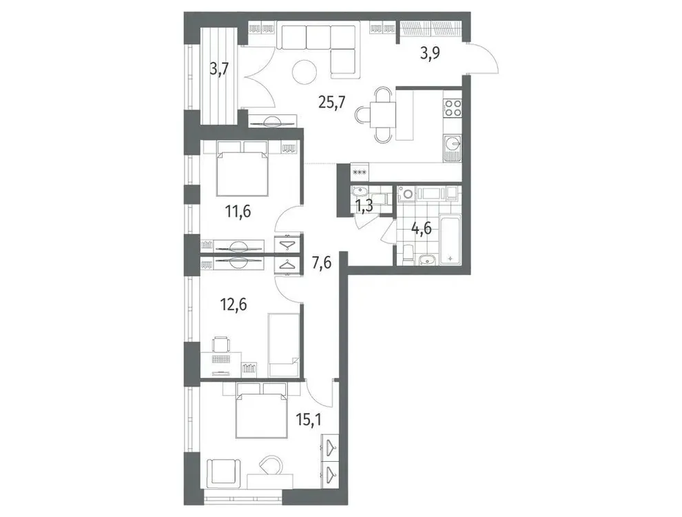 Продается 3-комнатная квартира, 86,9 м² - Фото 1