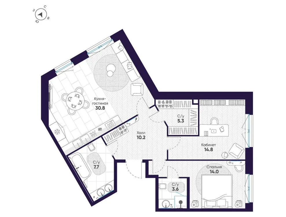Продается 2-комнатная квартира, 86,4 м² - Фото 1
