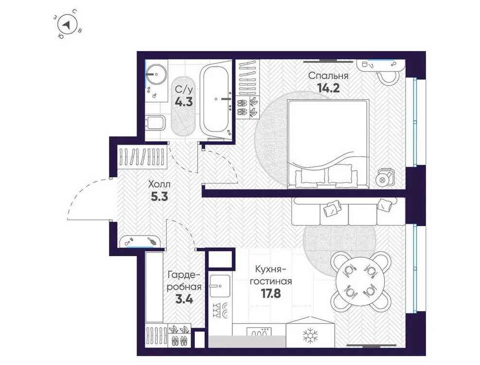 Продается 1-комнатная квартира, 45 м² - Фото 1