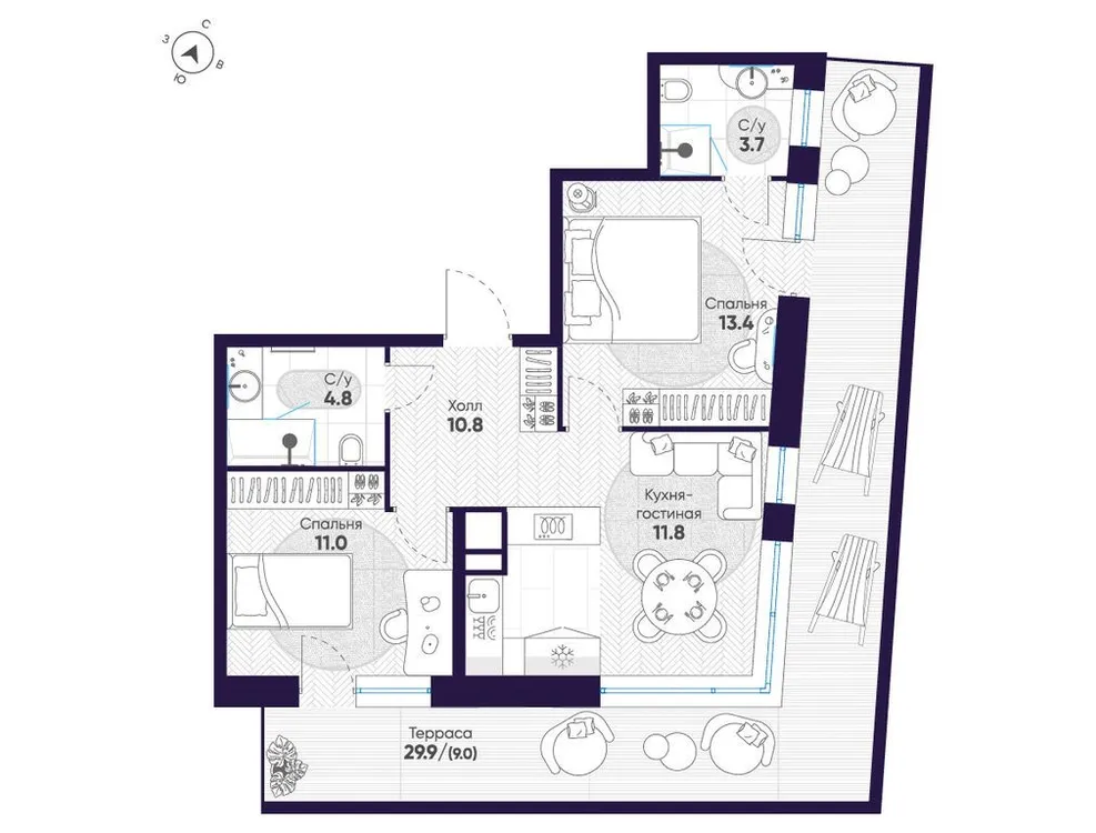 Продается 2-комнатная квартира, 64,5 м² - Фото 1