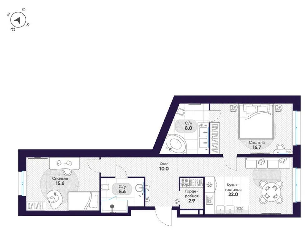 Продается 2-комнатная квартира, 80,8 м² - Фото 1