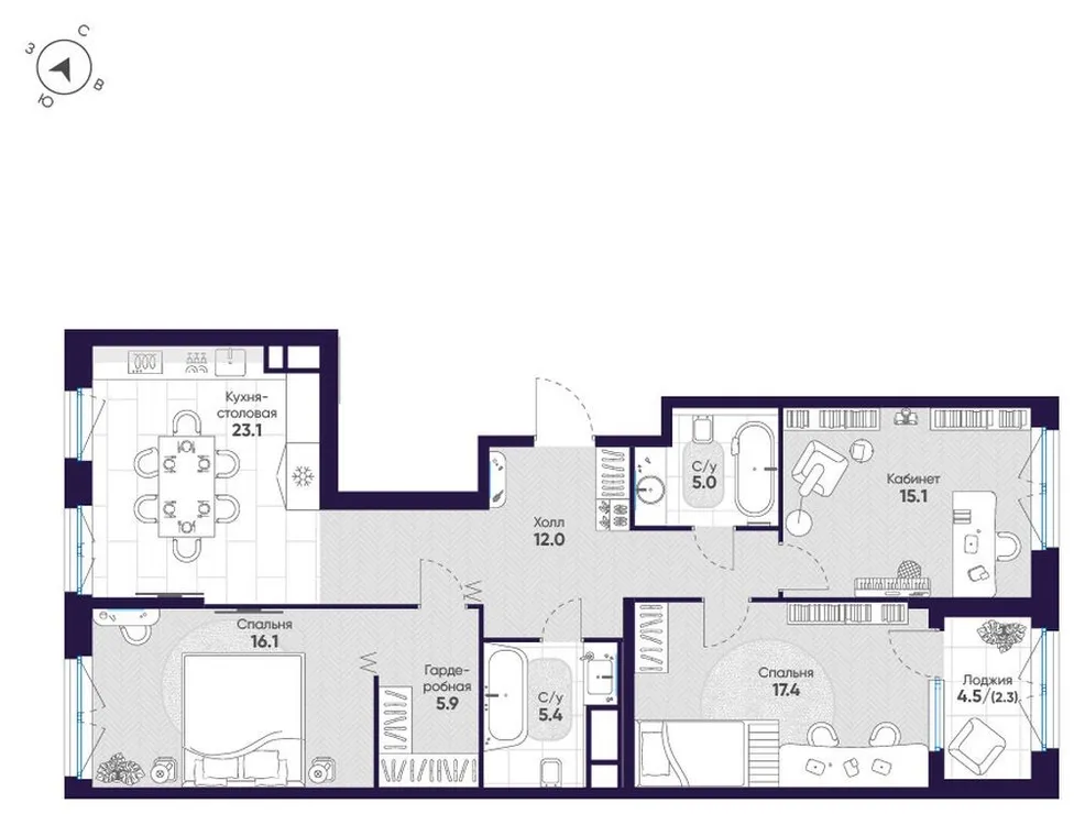 Продается 3-комнатная квартира, 102,3 м² - Фото 1