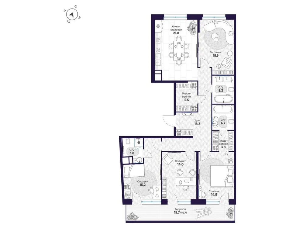 Продается 4-комнатная квартира, 127,5 м² - Фото 1