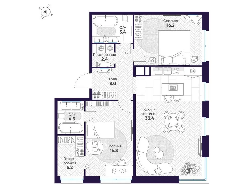 Продается 2-комнатная квартира, 91,7 м² - Фото 1