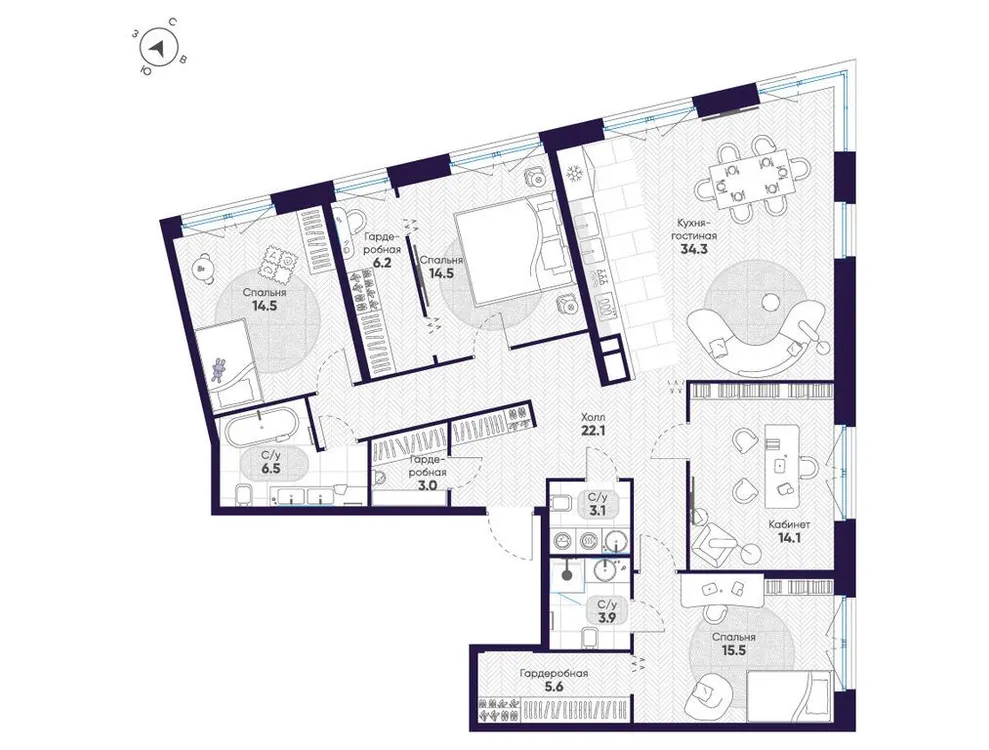 Продается 4-комнатная квартира, 143,3 м² - Фото 1