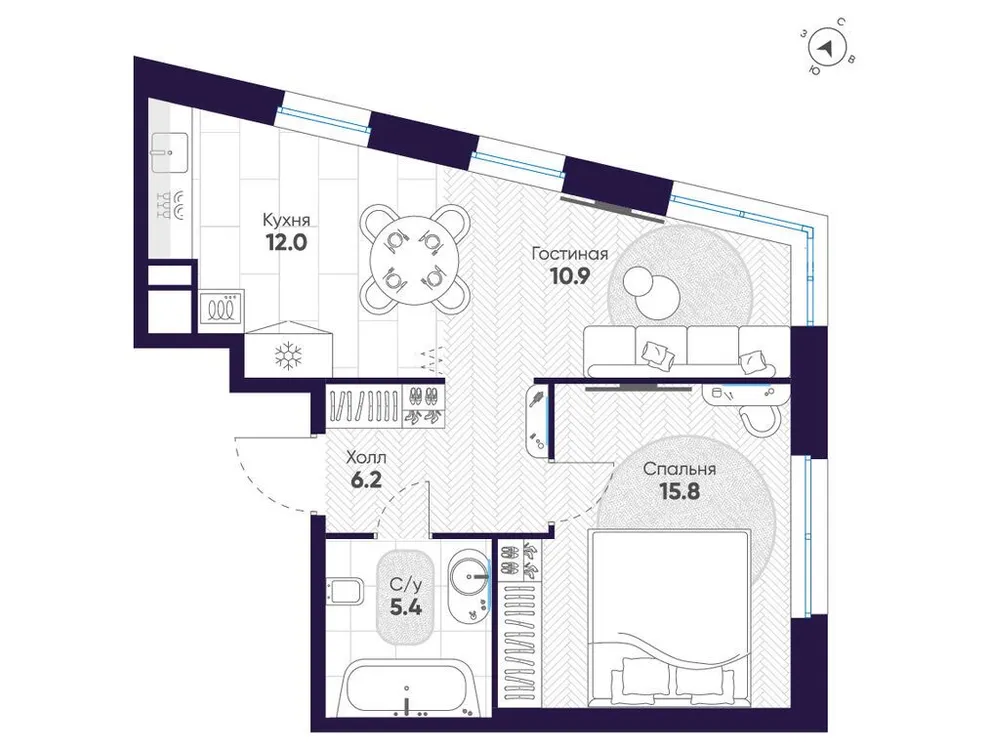 Продается 2-комнатная квартира, 50,3 м² - Фото 1