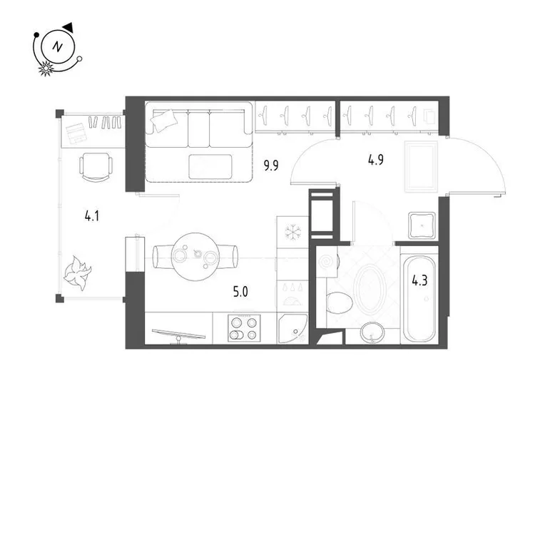 Продается студия, 25,3 м² - Фото 1