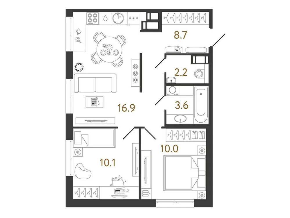 Продается 2-комнатная квартира, 51,5 м² - Фото 1