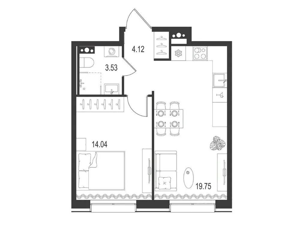 Продается 1-комнатная квартира, 41,4 м² - Фото 1