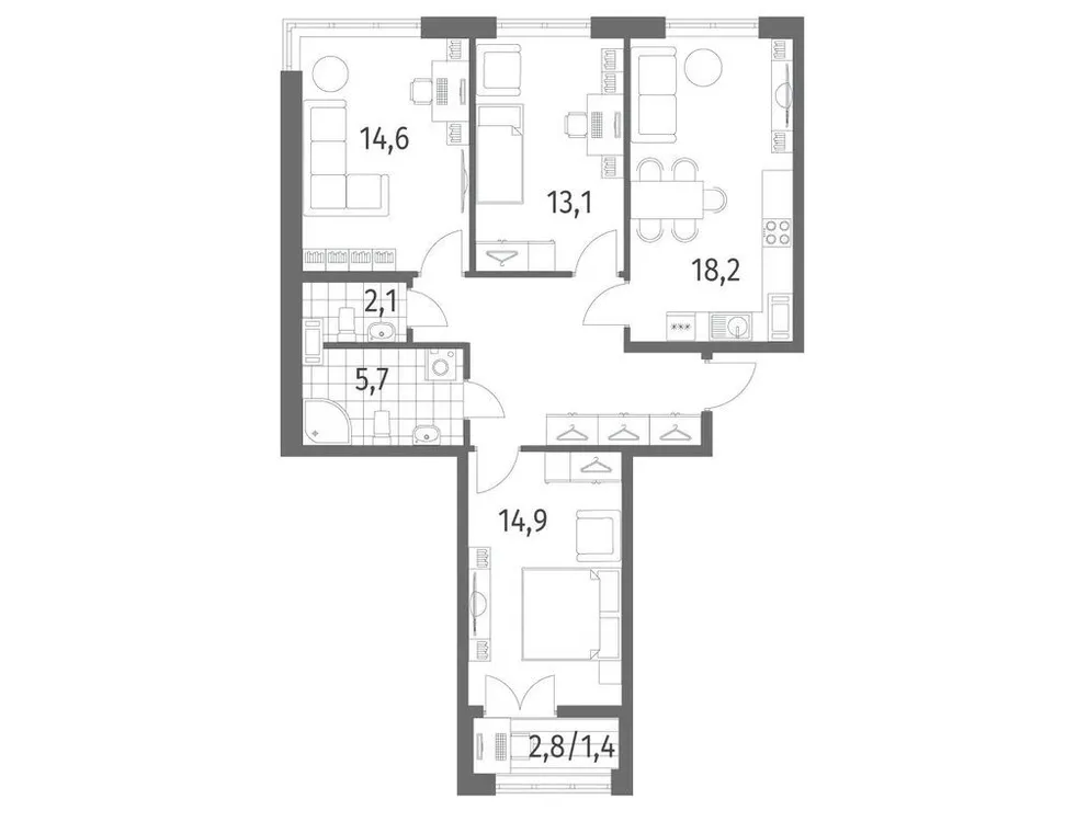 Продается 3-комнатная квартира, 84,1 м² - Фото 1