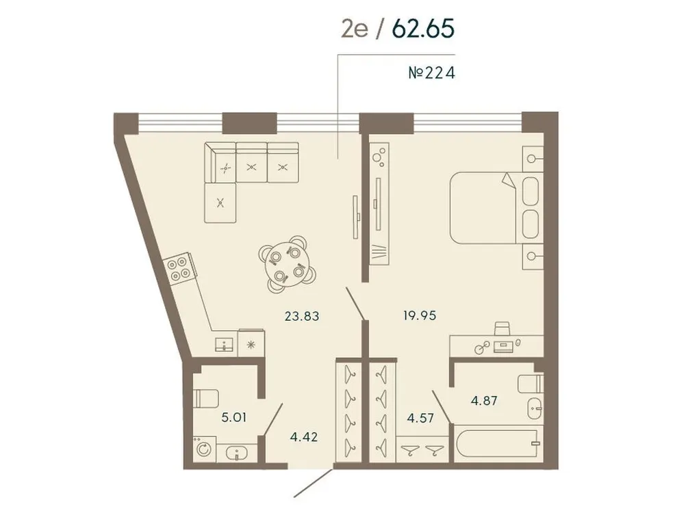 Продается 1-комнатная квартира, 62,7 м² - Фото 1