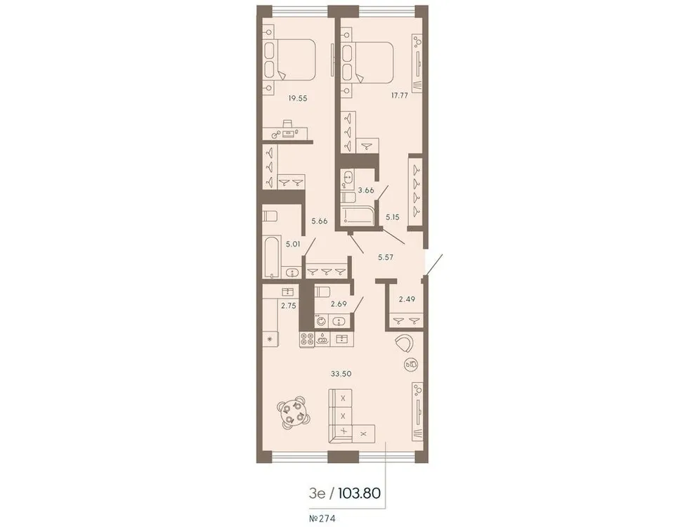 Продается 2-комнатная квартира, 103,8 м² - Фото 1