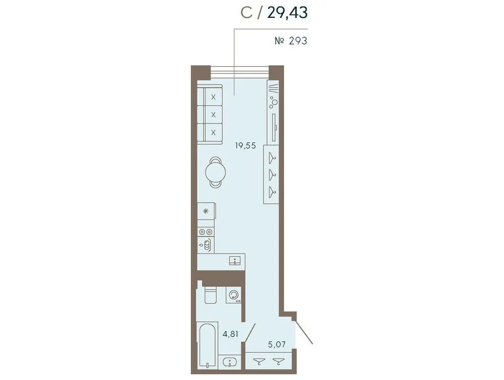 Продается 1-комнатная квартира, 29,4 м² - Фото 1