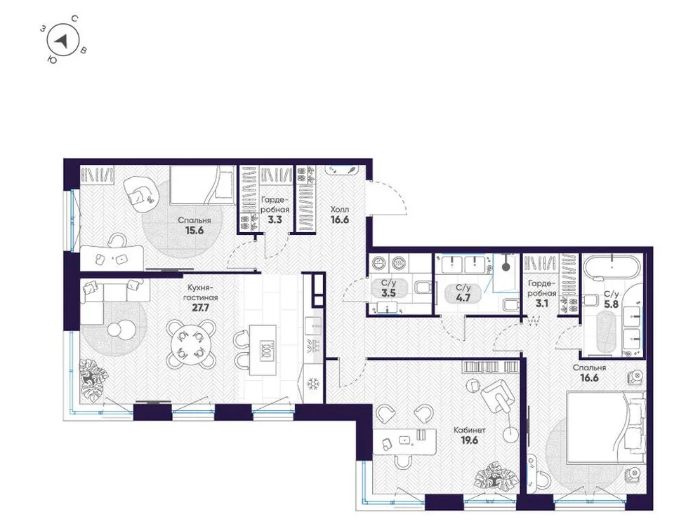 Продается 3-комнатная квартира, 116,5 м² - Фото 1