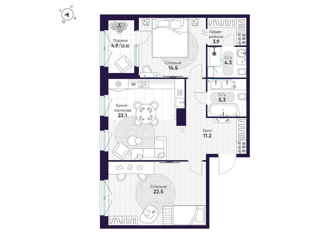 Продается 2-комнатная квартира, 86,3 м² - Фото 1