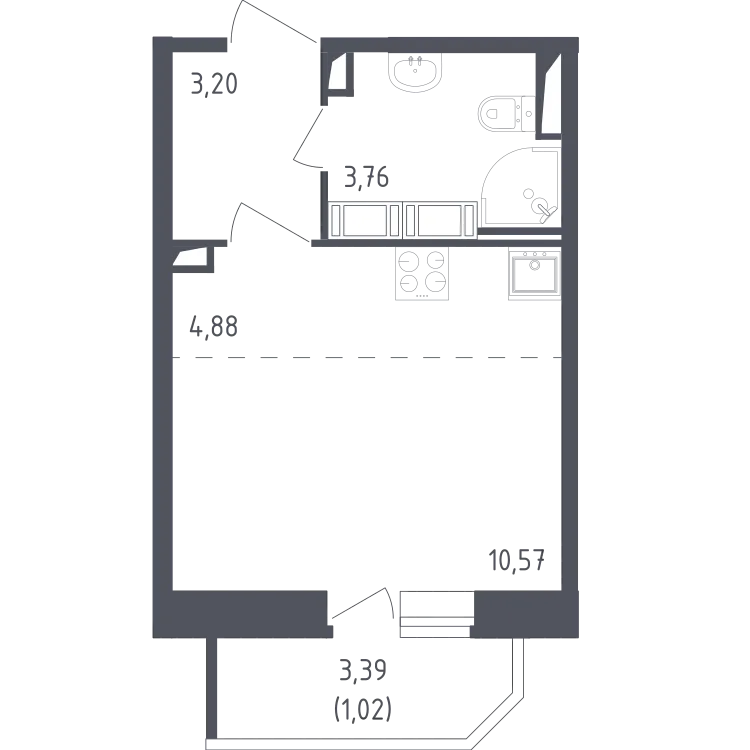 Продается студия, 23,4 м² - Фото 1