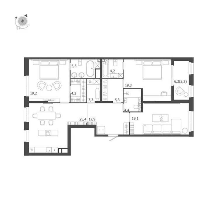 Продается 3-комнатная квартира, 126 м² - Фото 1