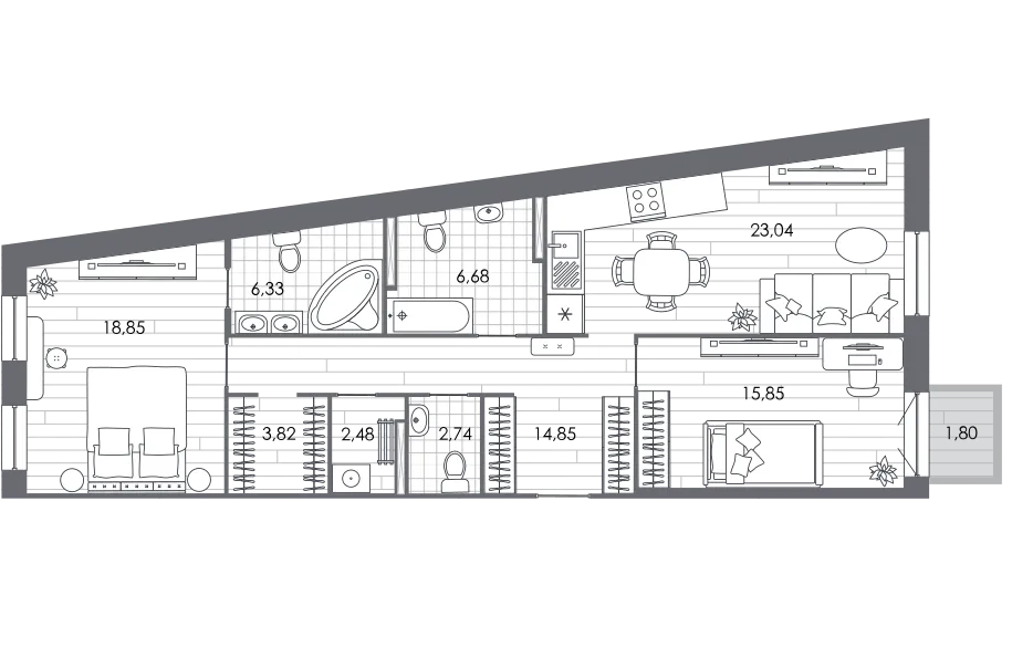 Продается 2-комнатная квартира, 94,8 м² - Фото 1